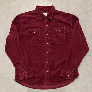 Wrangler Authentic Western Corduroy Burgundy Snap Shirt XL